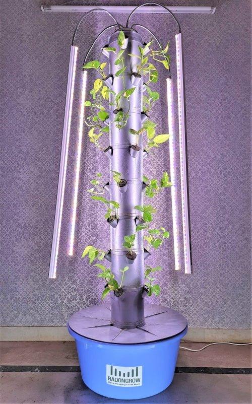 Indoor Aerotower-32 : Vertical Aeroponic grow kit for 32 plants with Grow light.
