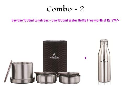 Insulated Lunch Box 1000ml & Water Bottle 1000ml Combo