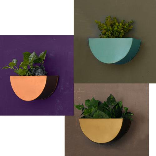 Crescent Metal Mounted Wall Planters