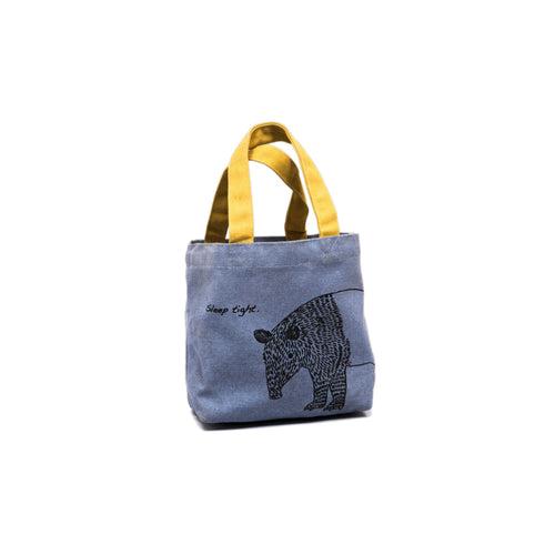 Unisex Canvas Tote Bag in Blue with Yellow Handle