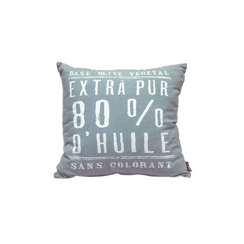 "100% Pure Olive Oil" Teal Cotton Cushion Cover in Teal