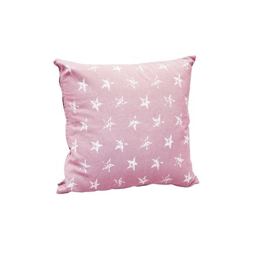 Distressed Star Print Cotton Cushion Cover in Pink