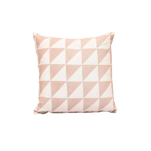 "Lateral Triangles" Cotton Cushion with Filler in Pink & White