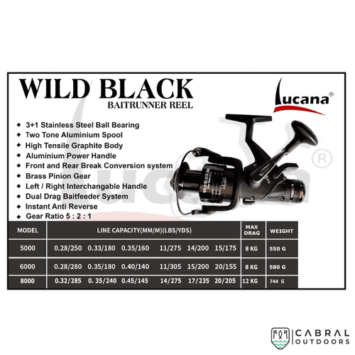 Lucana Wild Black Baitrunner 5000-8000 Reels