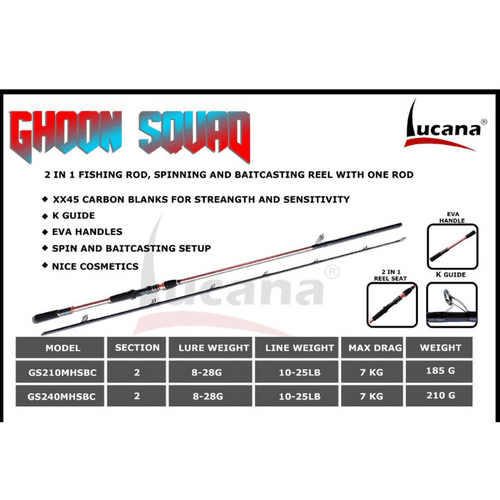 Lucana Ghoon Squad K-Guide 7ft and 8ft 2 in 1 Fishing Rod